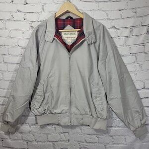 Field & Stream Jacket Mens XL Gray Solid Bomber Plaid Lined Gordon Ferguson Flaw